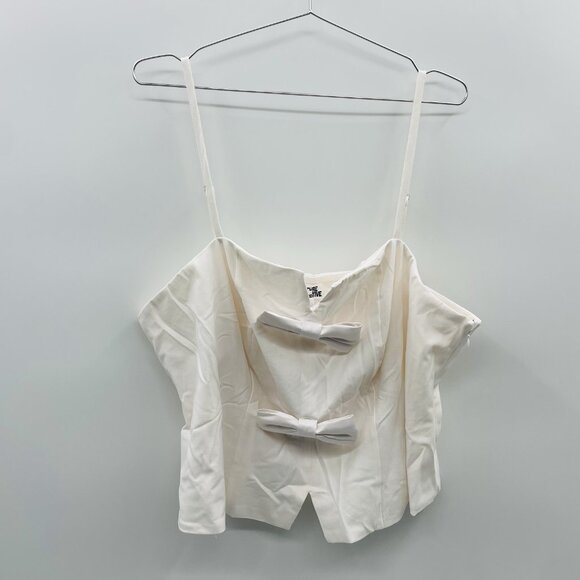 Future Collective Womens Plus Size 1X Holiday Bow Front Tank Top in Cream 098 - Picture 2 of 8